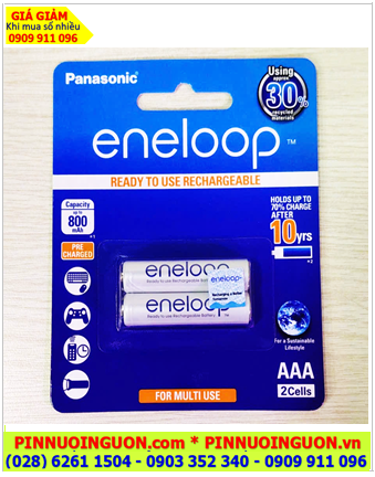 Panasonic Eneloop BK-4MCCE/2BT, Pin sạc AAA800mAh 1.2v Eneloop BK-4MCCE/2BT chính hãng, Xuất xứ Liên doanh (Vỉ 2viên)